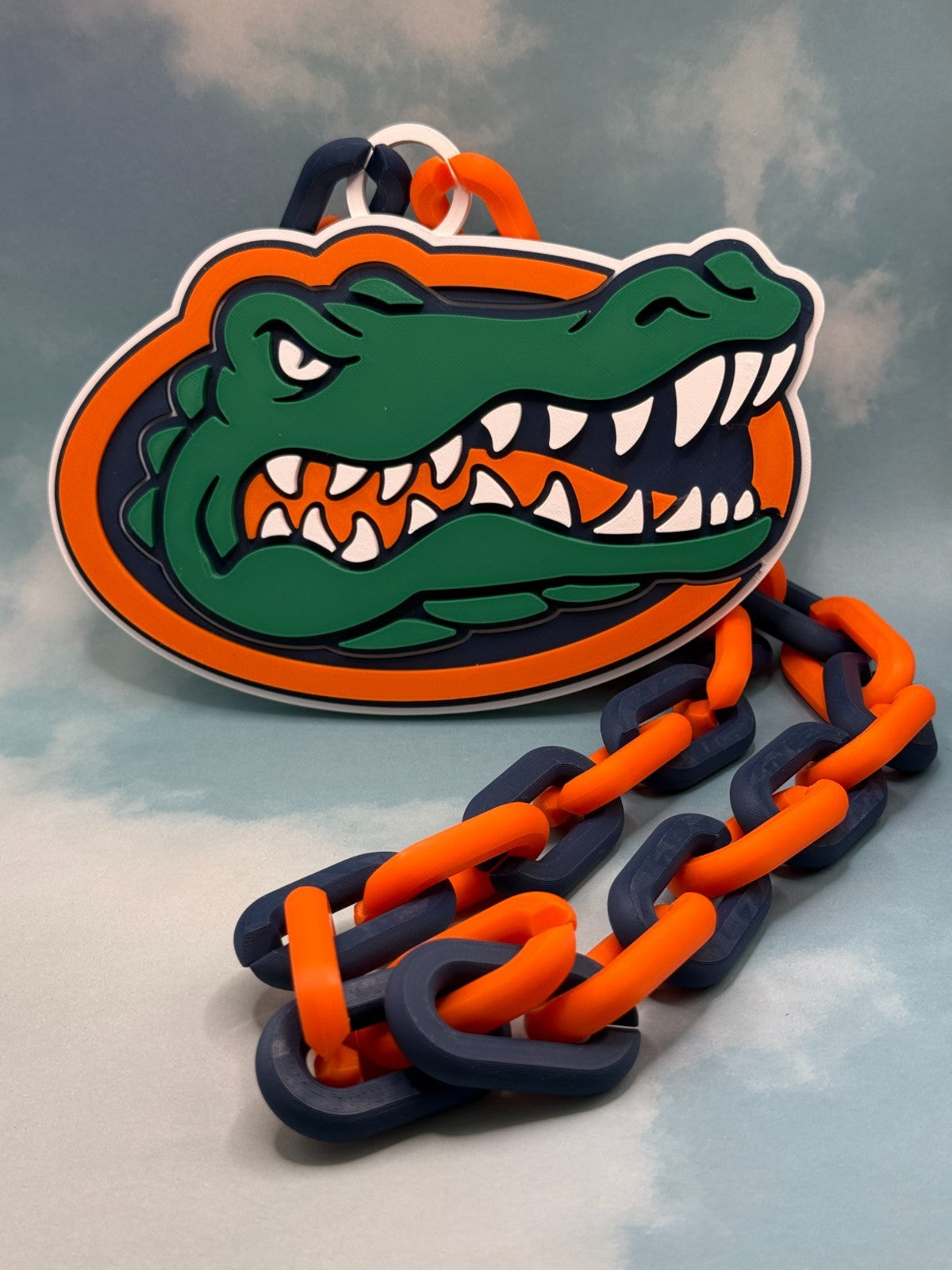 Florida Gators Logo Necklace Oversized Turnover Chain Handmade 3D Printed
