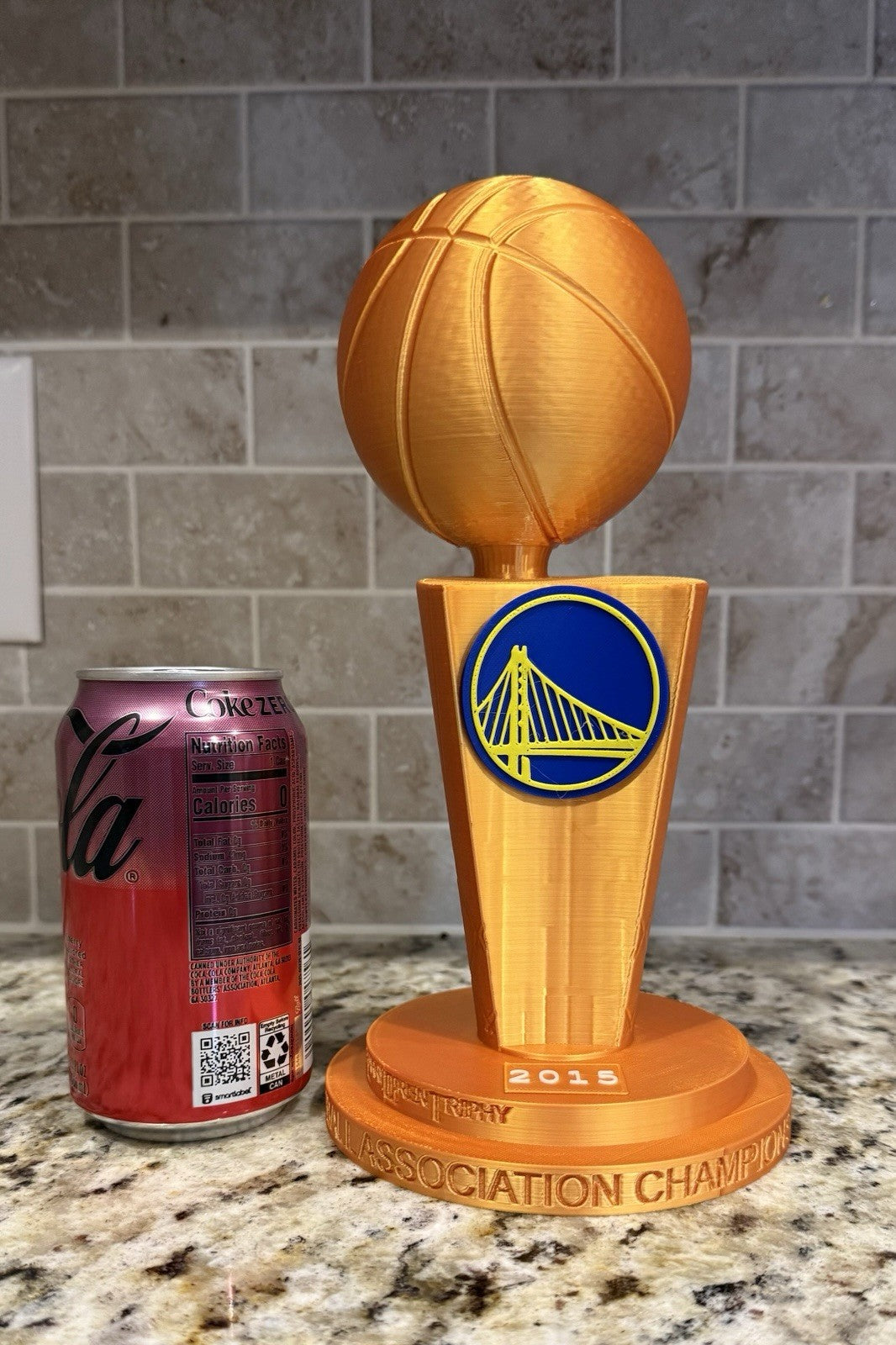 2015 Golden State Warriors NBA CHAMPION TROPHY gold Larry O'Brien 10 inches