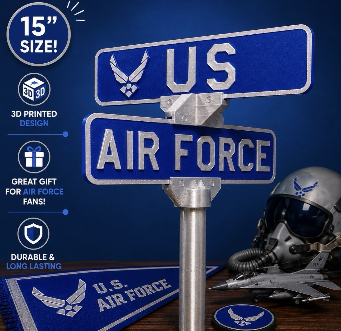 Us Air Force Street Sign Desk Decor Military Veteran Gift USAF Office Display