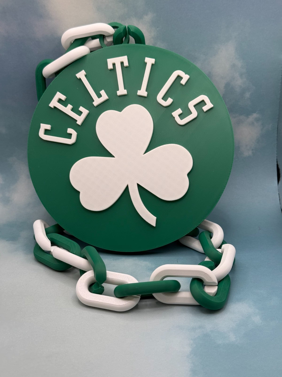 Boston Celtics Fan Chain Necklace 3D Printed Oversized NBA Turnover Chain Green
