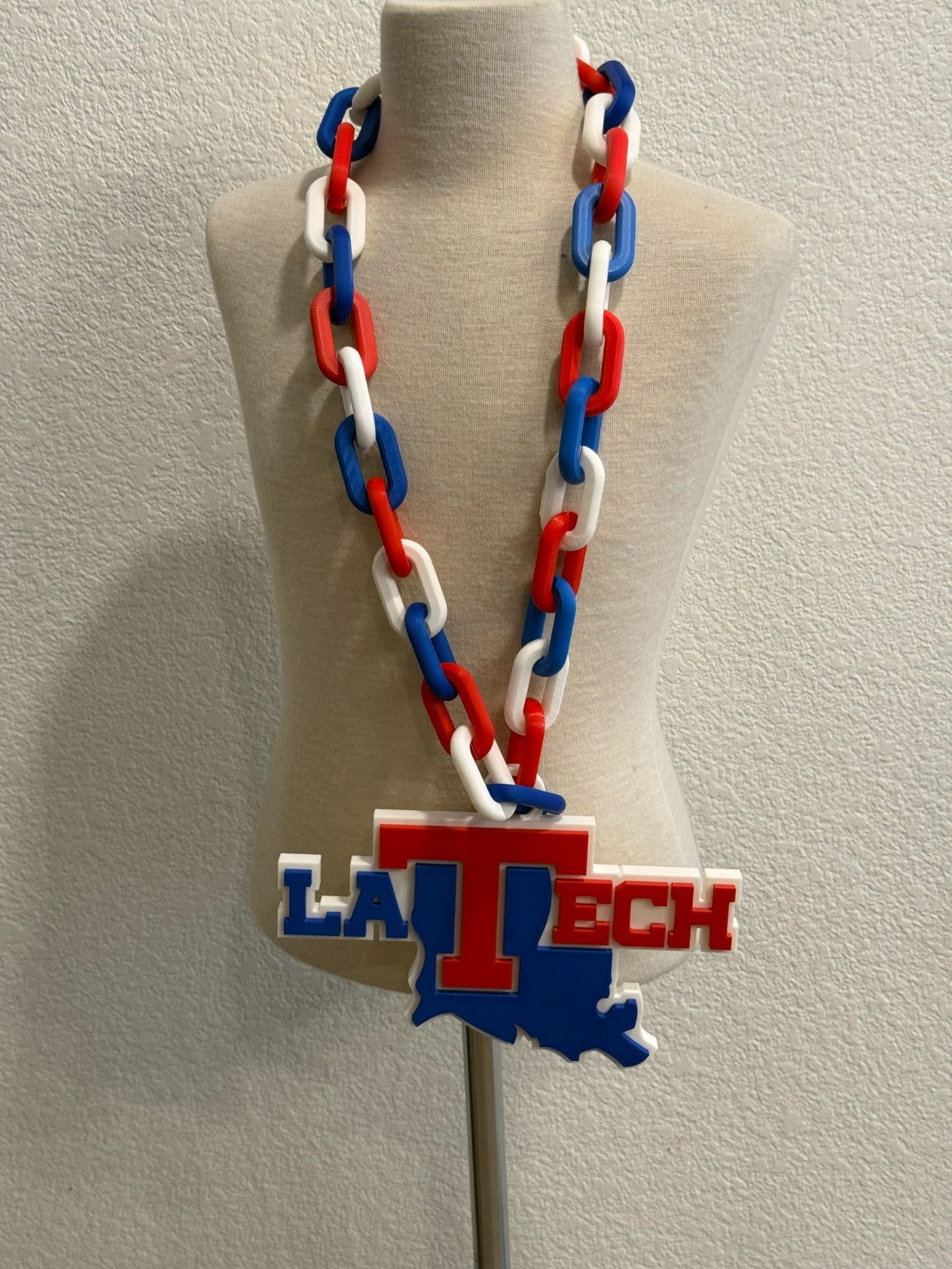 Louisiana Tech Bulldogs Fan Chain Necklace 3D Printed NCAA Big Logo Hype Chain