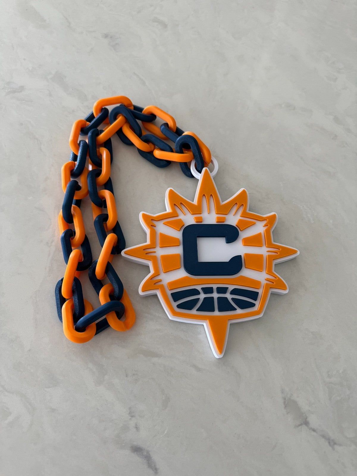 Connecticut Sun Oversized Necklace, Hype Turnover Chain WNBA HandMade 3D Printed