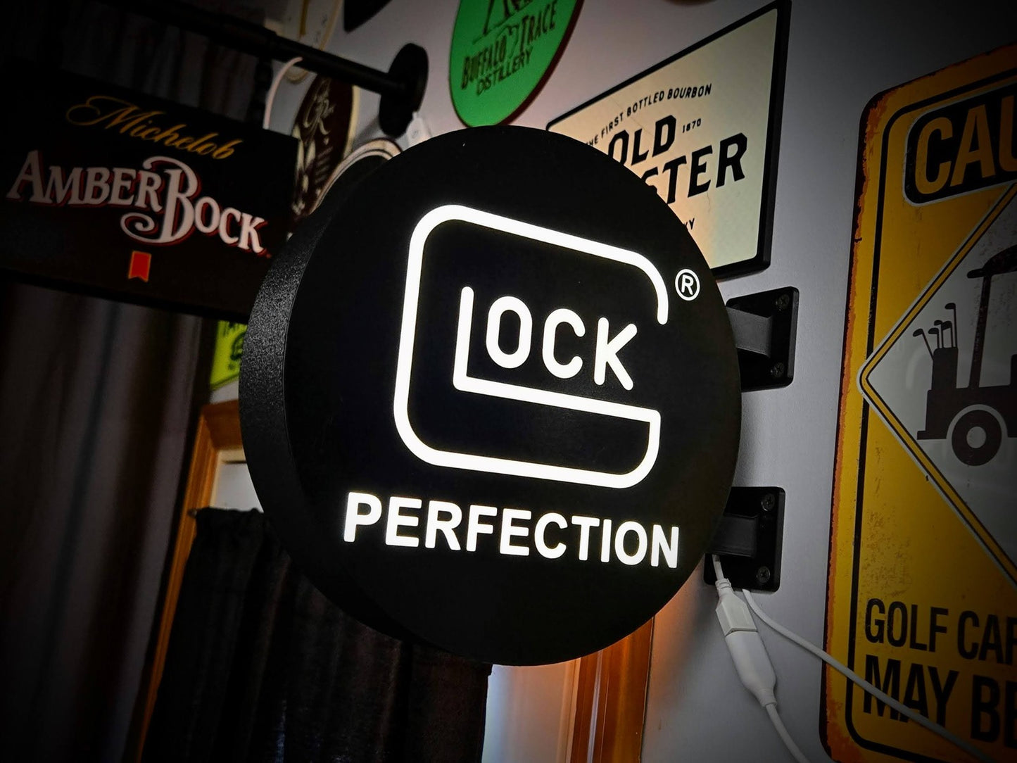 Glock Perfection 12 Inch Light Box LED Sign 3D Printed Wall Decor Man Cave