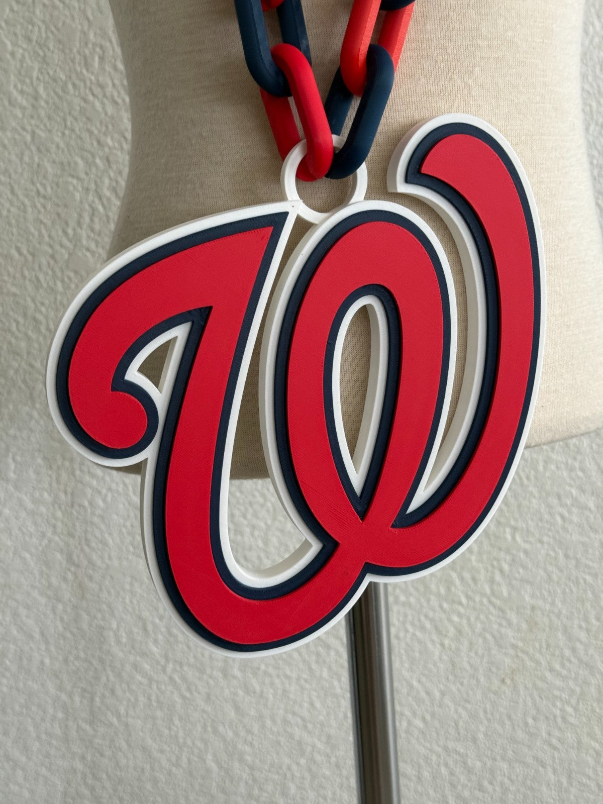 Washington Nationals Oversized Logo Necklace Turnover Chain HandMade 3D Printed