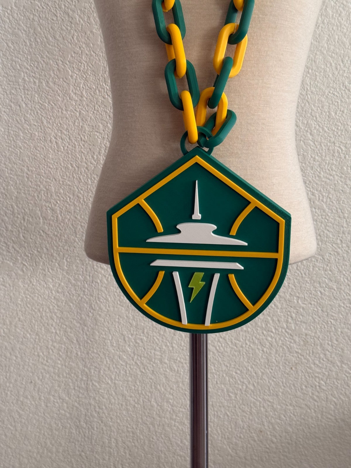 Seattle Storm Oversized Necklace, Hype Chain WNBA Handmade 3D Printed