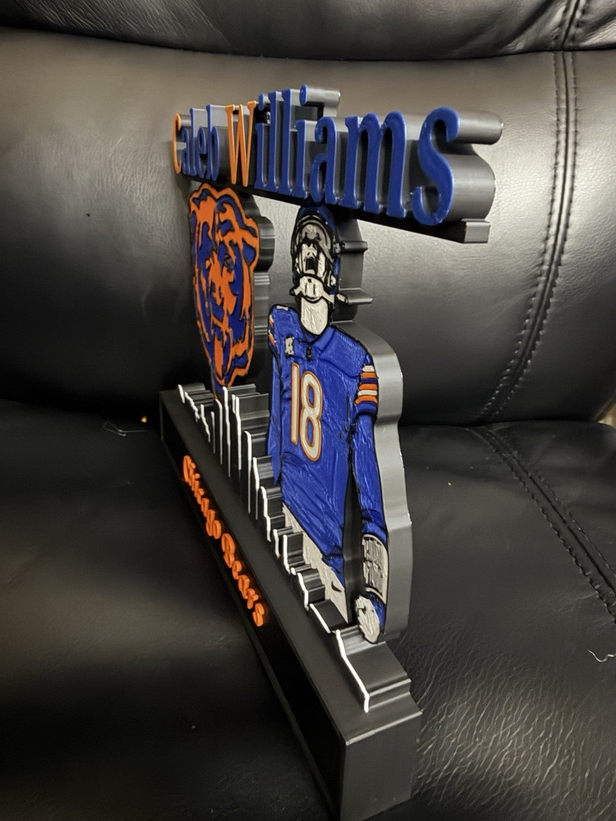 Custom Chicago Football Quarterback #18 Skyline Desktop Display – 9–10” Wide