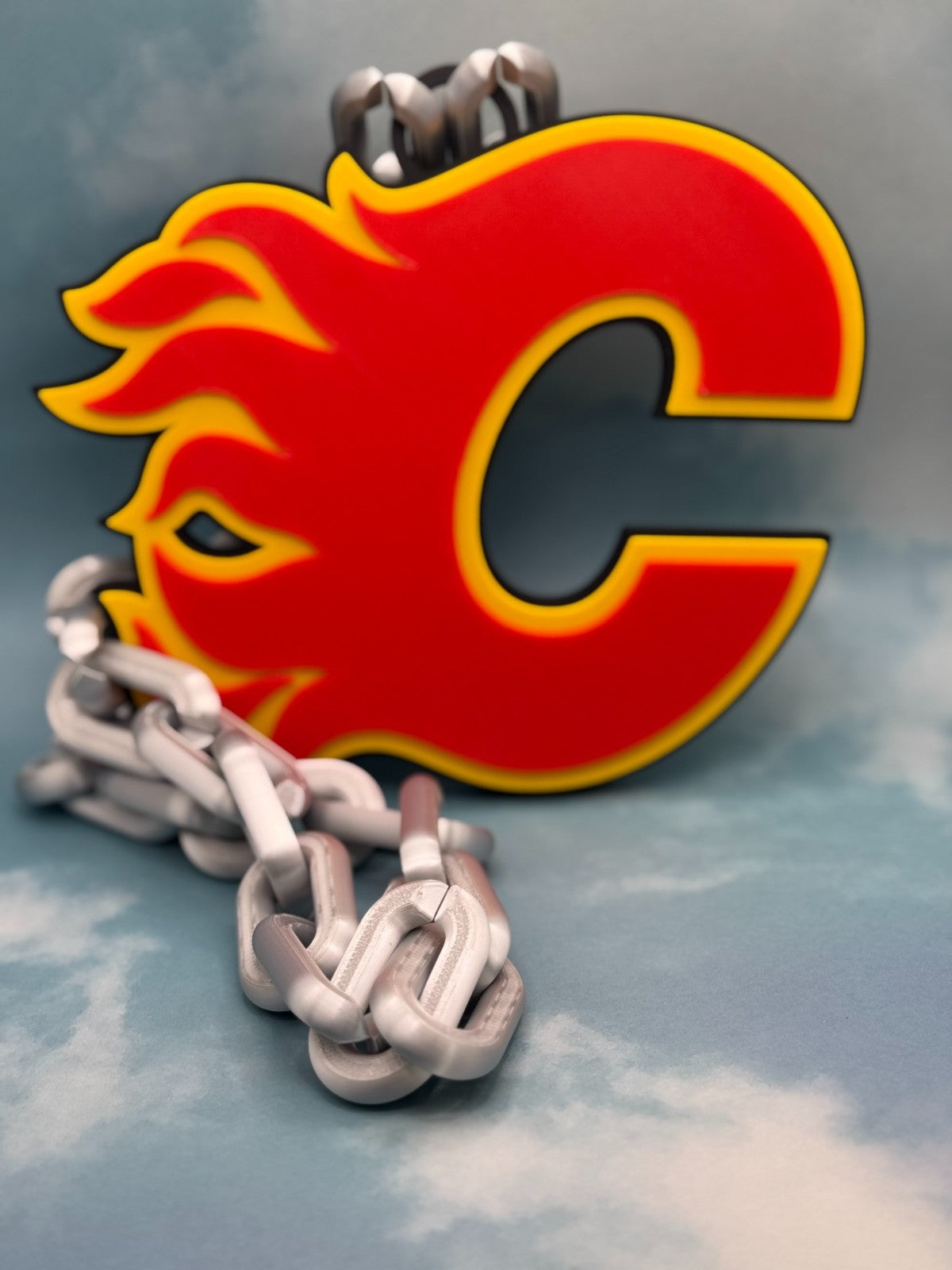 Calgary Flames Oversized Necklace, Fan Hype Chain "C" of Red!