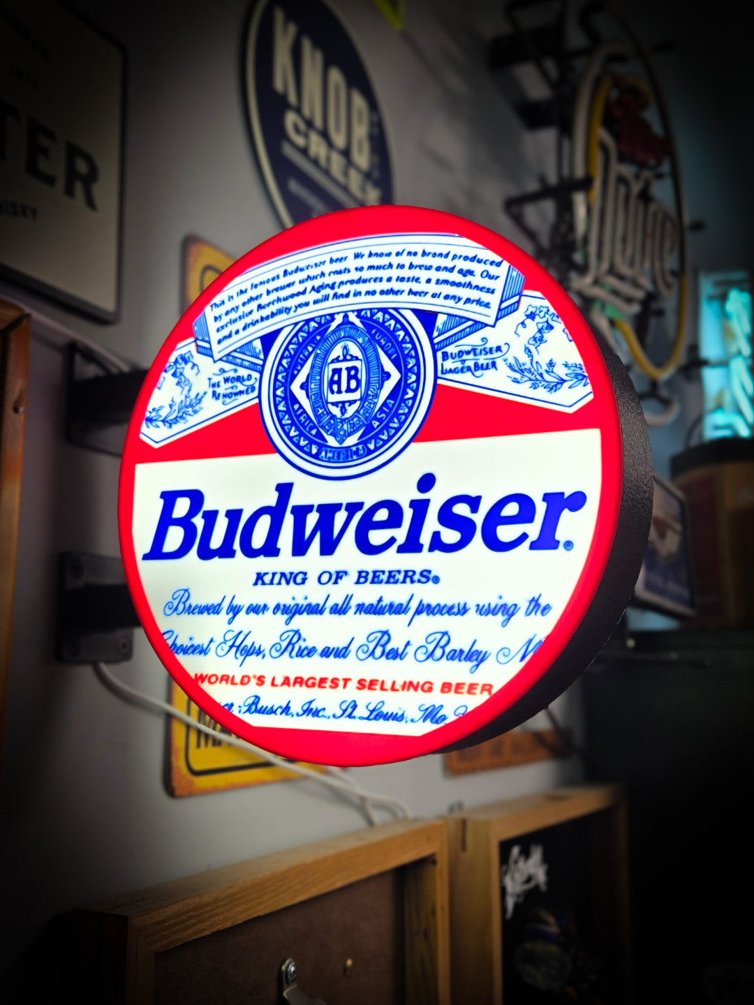 BUDWEISER 12 Inch Light Box LED Sign 3D Printed Wall Decor Man Cave Garage
