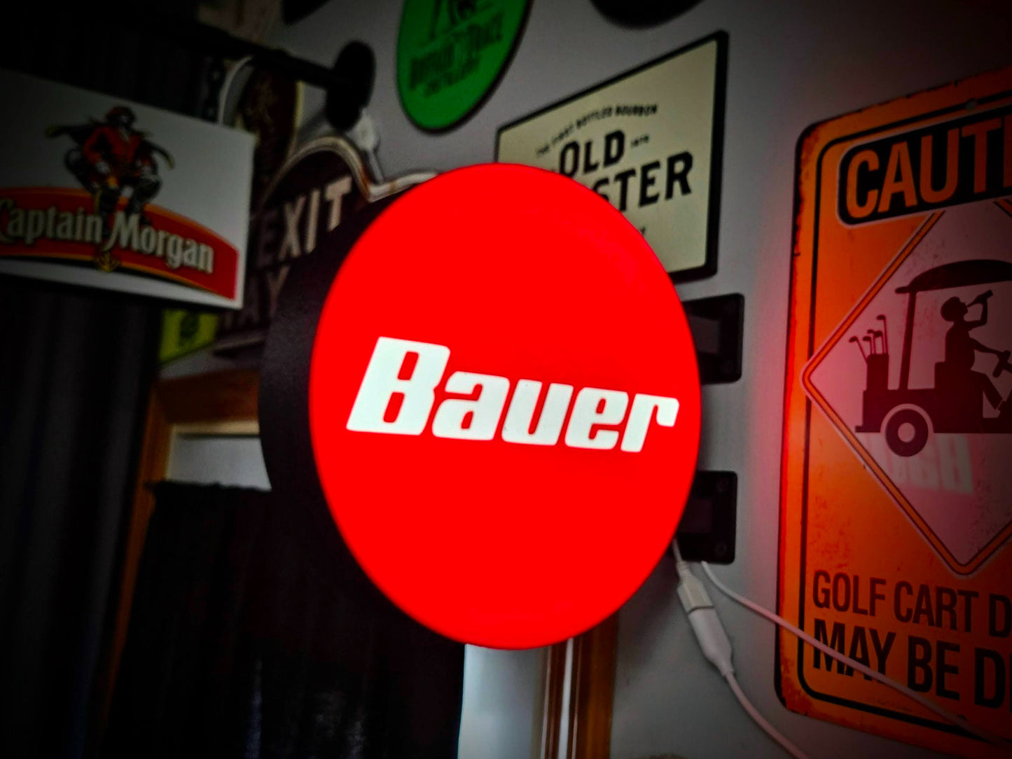 BAUER TOOLS 12 Inch Light Box LED Sign 3D Printed Wall Decor Man Cave Garage