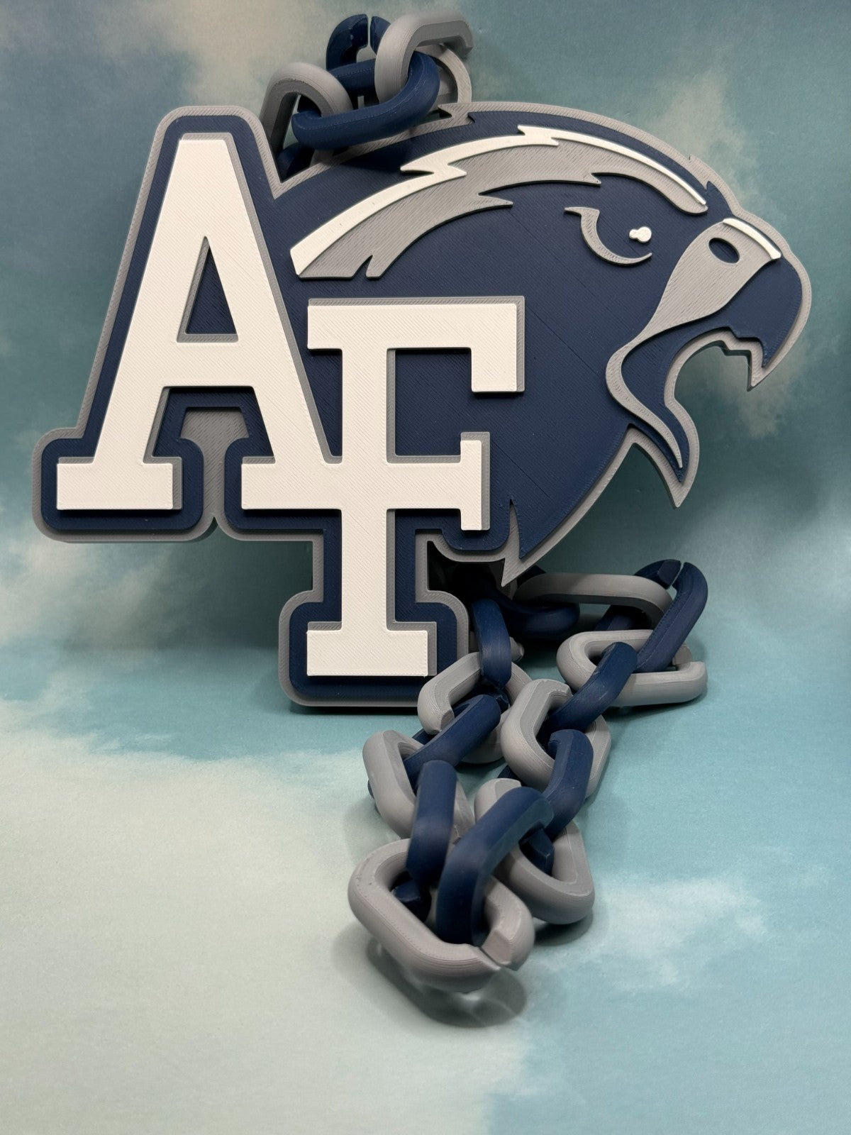 Air Force Falcons Logo Oversized Necklace  Turnover Chain HandMade 3D Printed