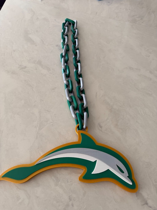 Jacksonville Dolphins Fan Oversized Logo Necklace Hype Chain