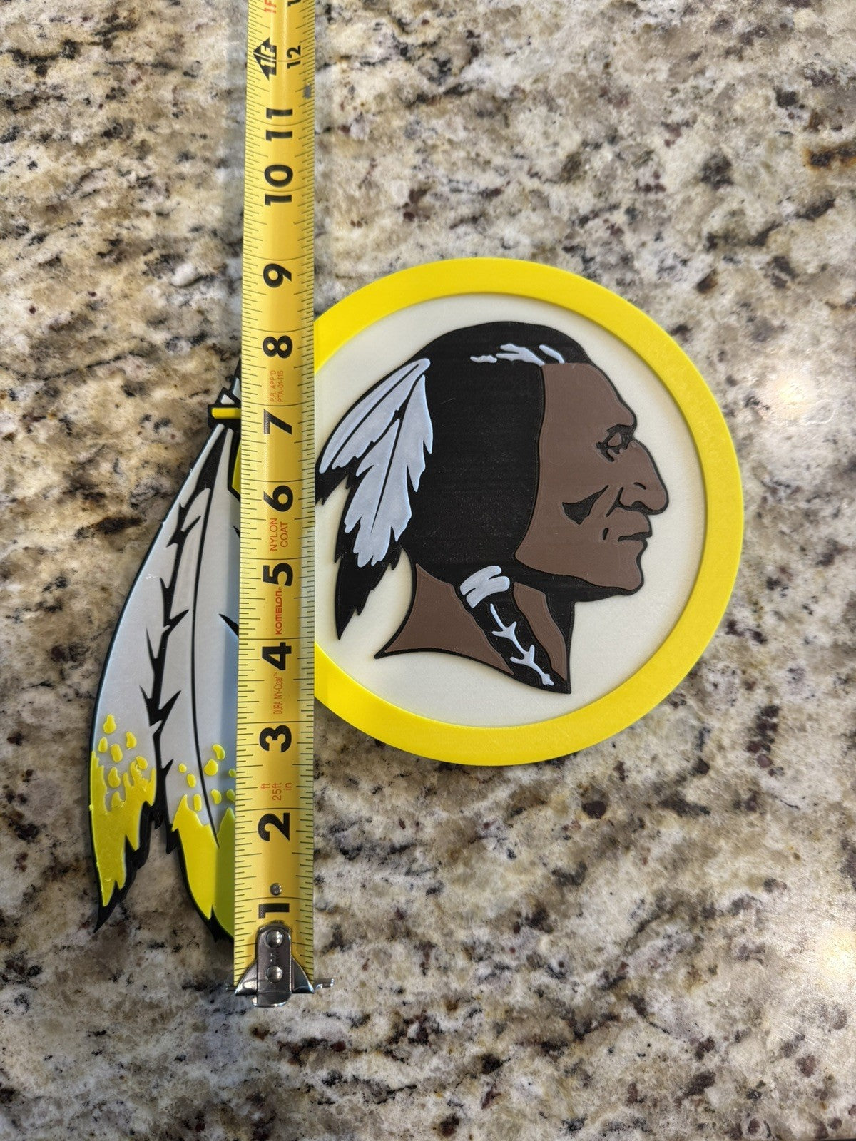 Washington Redskins wall sign 9 inches 3d Printed. Pla Plastic. Throwback Logo