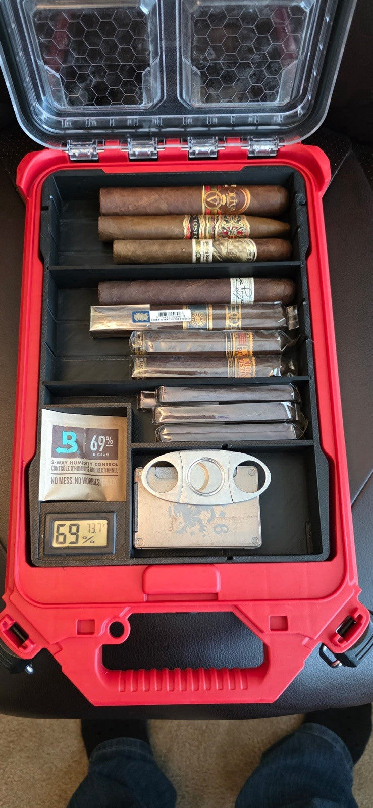 Cigar Humidor Insert With Included Hydrometer For Milwaukee Packout Low Profile