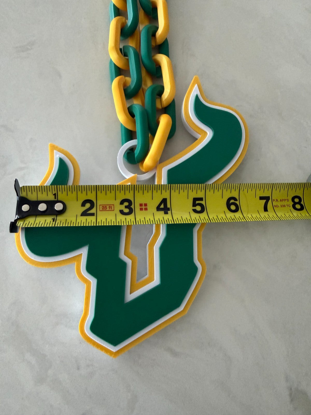 South Florida Bulls Logo Necklace Oversized Turnover Chain HandMade 3D Printed