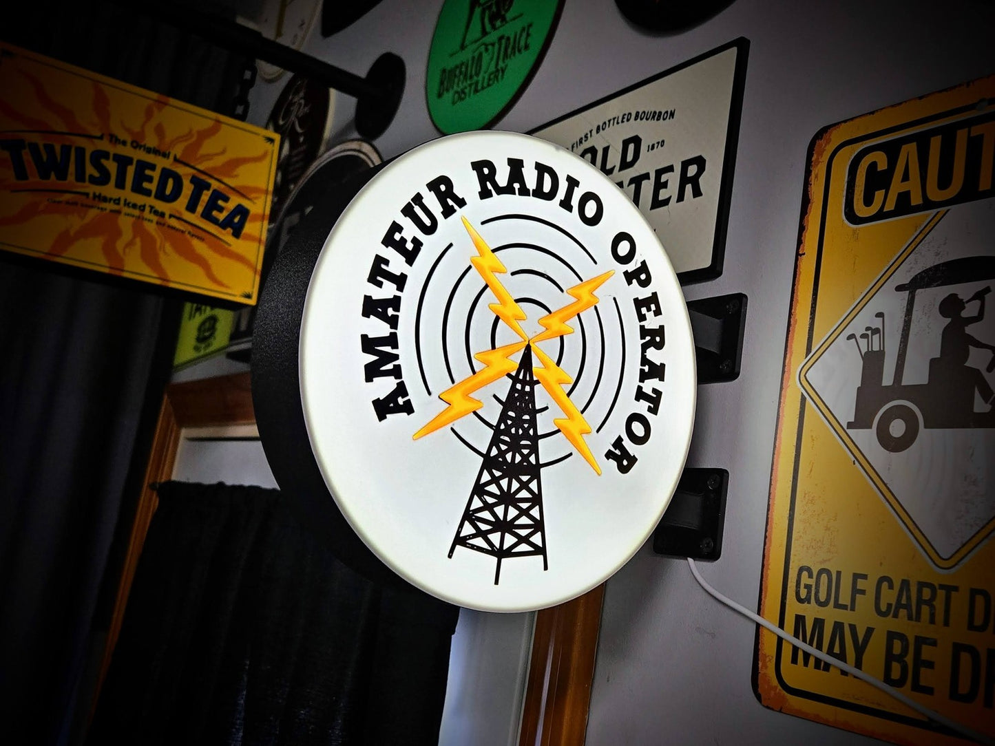 Amateur Radio Operator 12 Inch Light Box LED Sign 3D Printed Wall Decor Man Cave