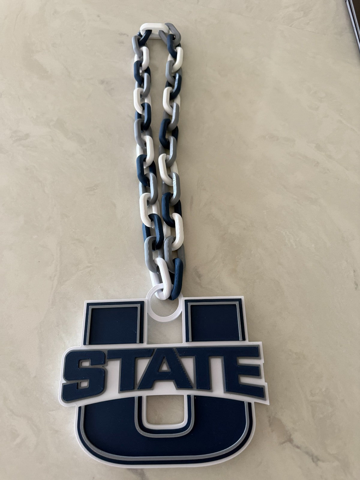 Utah State Aggies Logo Oversized Necklace Hype Pendant Chain HandMade 3D Printed