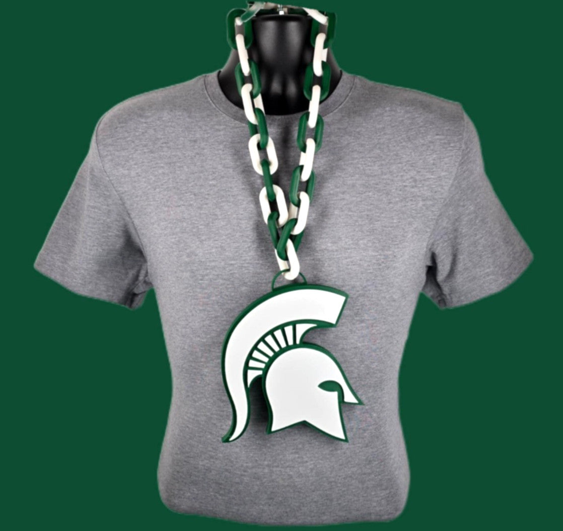 Michigan State Spartans Fan Chain NCAA Turnover Chain Oversized Necklace White