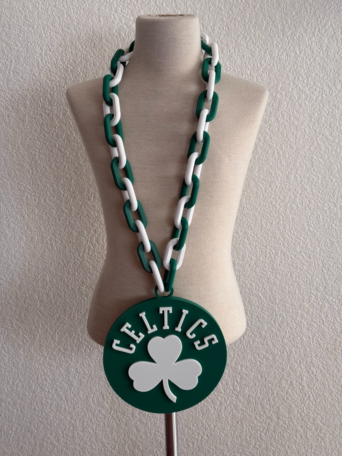 Boston Celtics Fan Chain Necklace 3D Printed Oversized NBA Turnover Chain Green