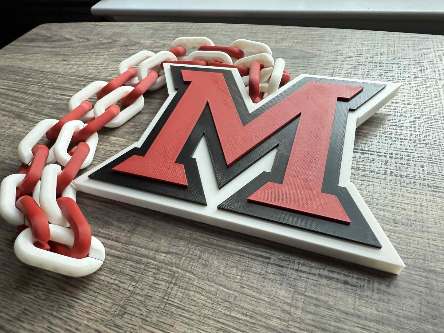 Miami (OH) RedHawks Logo Oversized Necklace, Hype Chain [Made To Order]