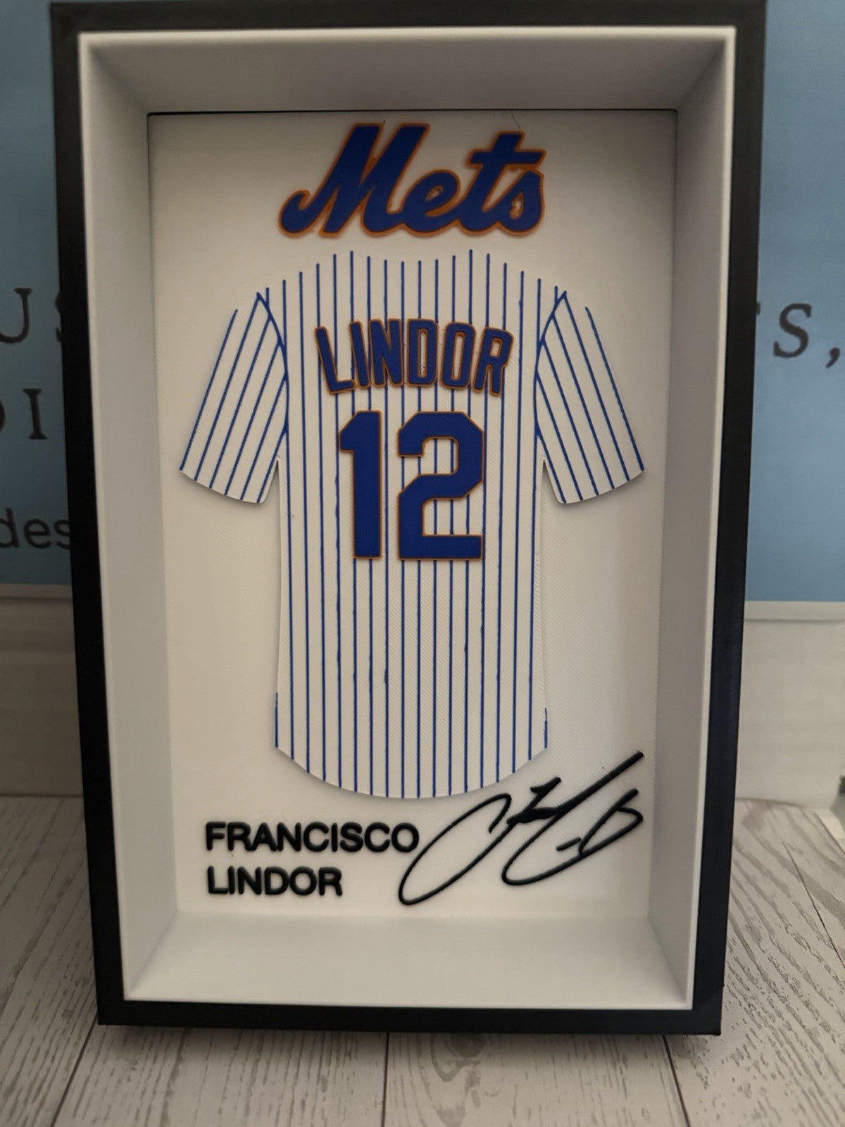 Baseball-NY Lindor Inspired Jersey Display 3D Printed Wall or Desktop Decor