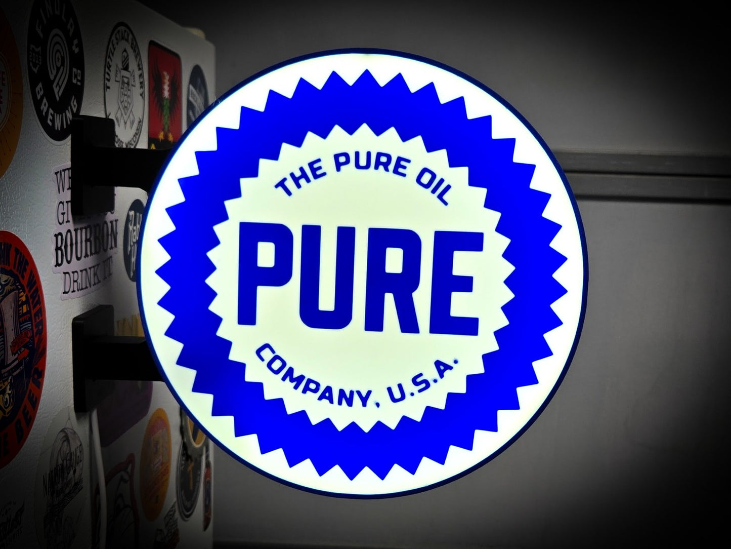 PURE OIL 12 Inch Light Box LED Sign 3D Printed Wall Decor Man Cave Garage