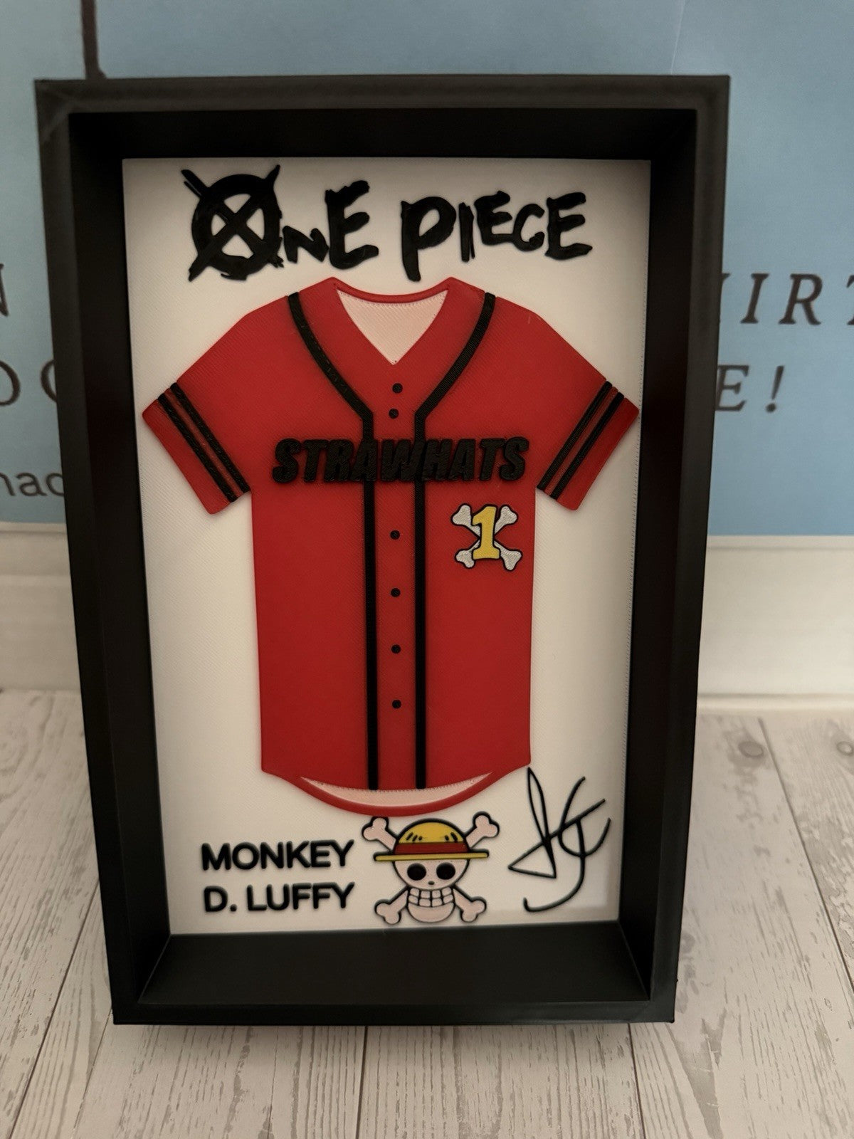 Anime Pirate Onepiece Straw Hat Inspired Jersey Display Wall/Desktop Decor