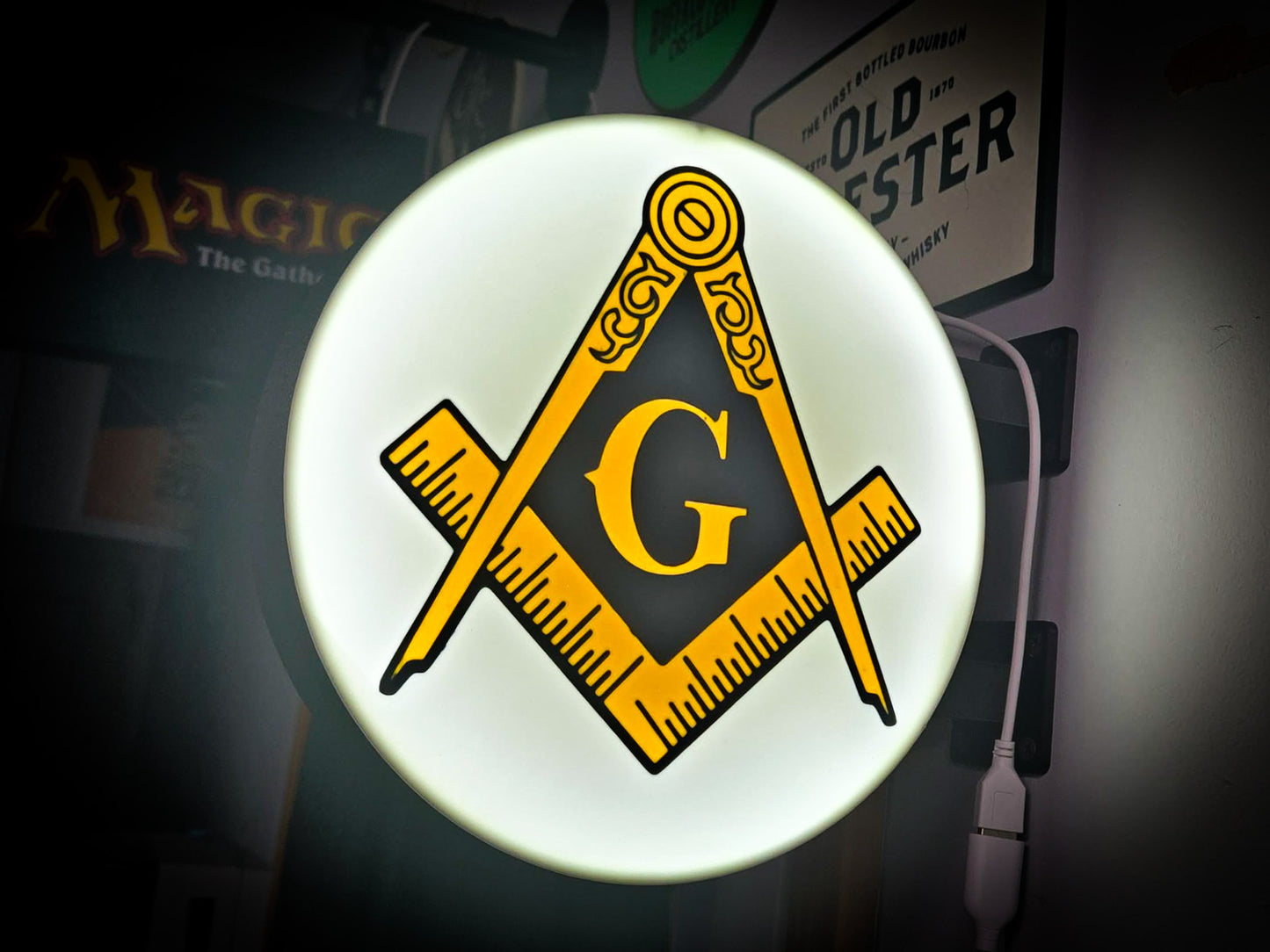 FREEMASON 12 Inch Light Box LED Sign 3D Printed Wall Decor Man Cave Garage