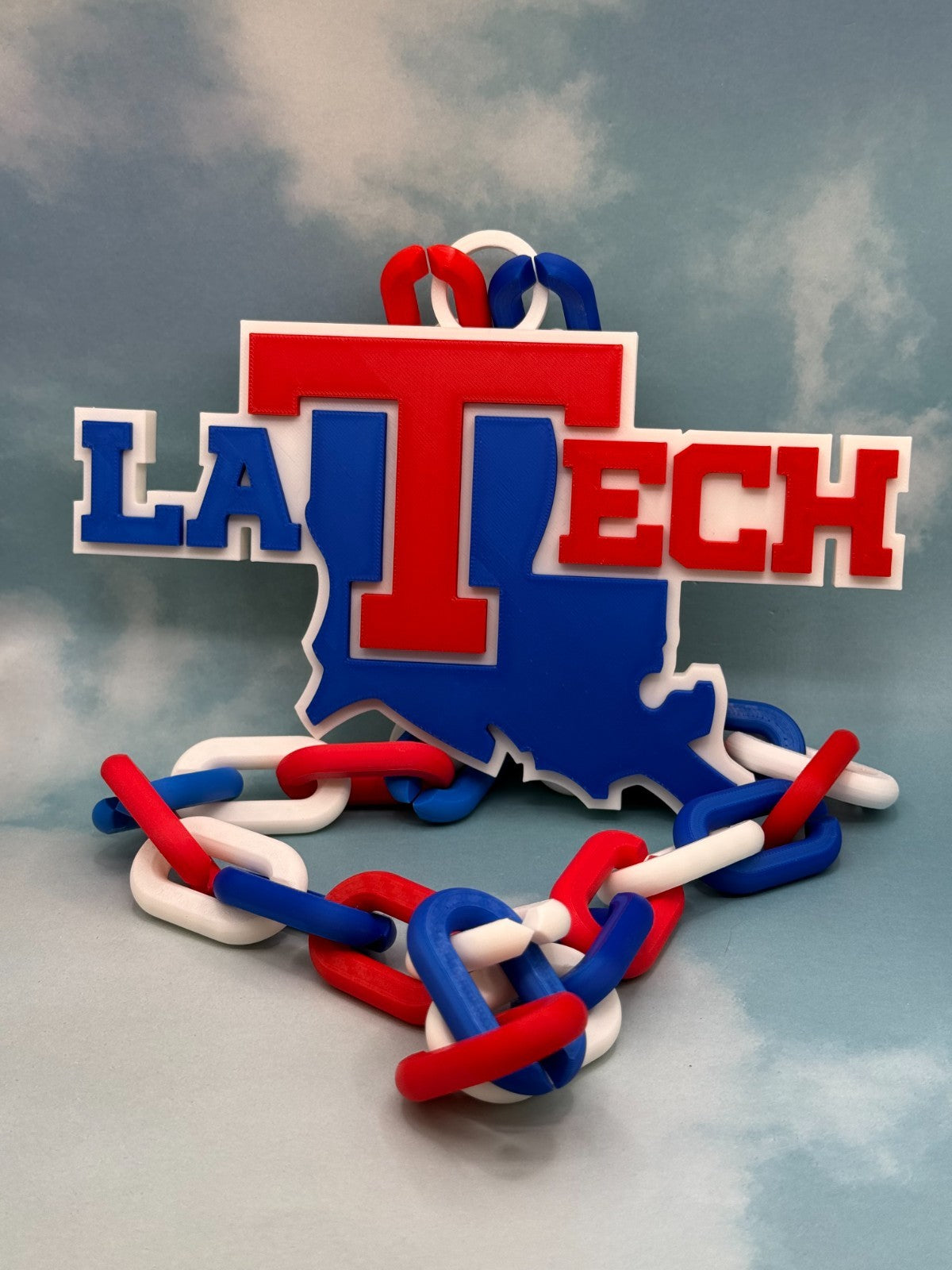 Louisiana Tech Bulldogs Fan Chain Necklace 3D Printed NCAA Big Logo Hype Chain