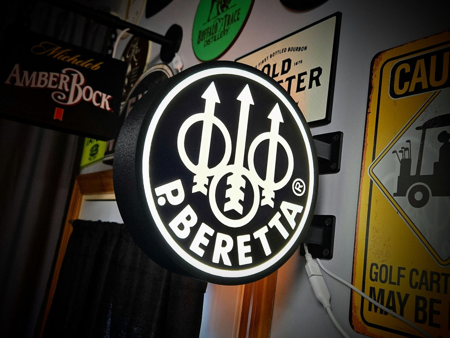 BERETTA 12 Inch Light Box LED Sign 3D Printed Wall Decor Man Cave Garage
