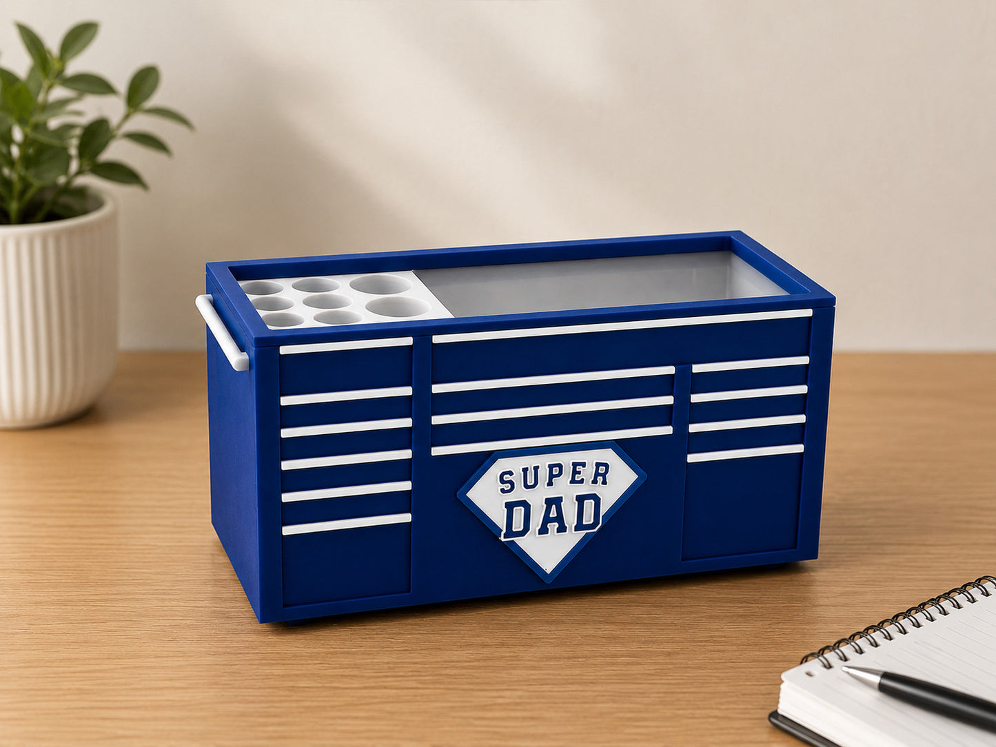 Toolbox Desk Organizer Super Dad | Father's Day Gift | Pen Holder | No lid