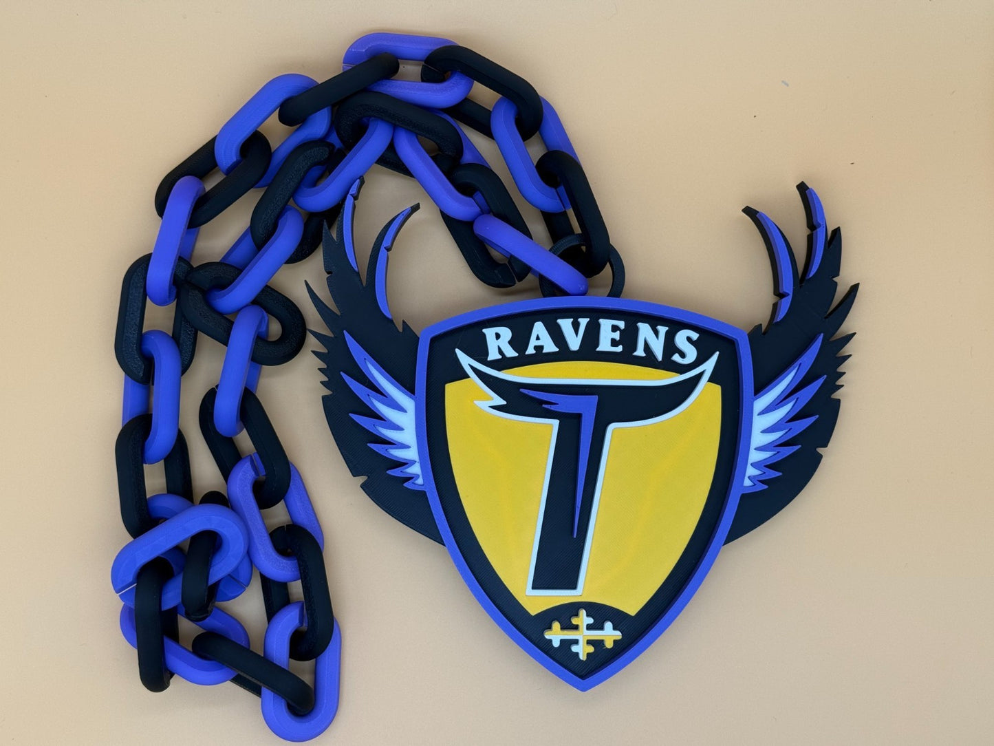 Baltimore Ravens Oversized Necklace, Pendant And Chain Handmade 3D Printed