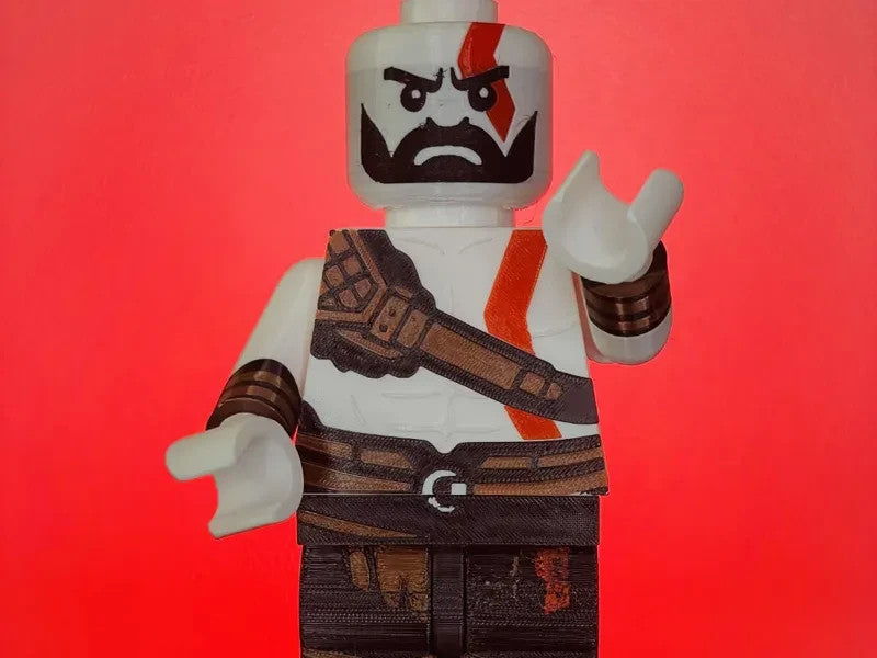 Kratos Brick Figure 8 inches tall 3D Printed Lego Inspired
