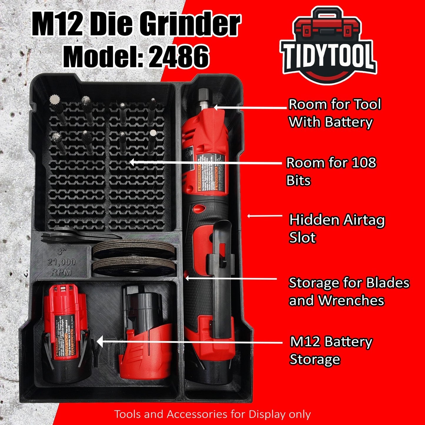 M12 Fuel Die Grinder insert for Milwuakee Packout  (Insert Only)