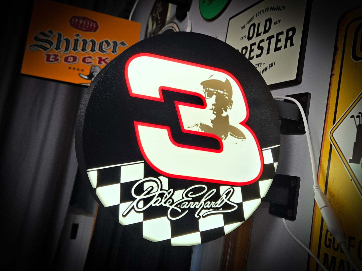 DALE EARNHARDT SR 12 Inch Light Box LED Sign 3D Printed Wall Decor Man Cave