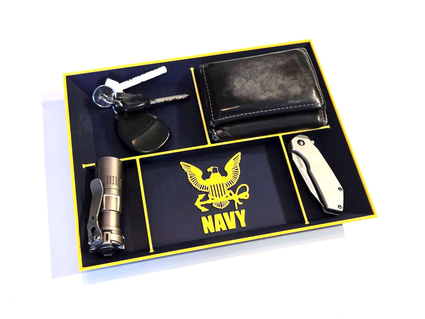 U.S. Navy EDC Dump Tray 3D Printed Valet Desk Organizer Nightstand Catchall