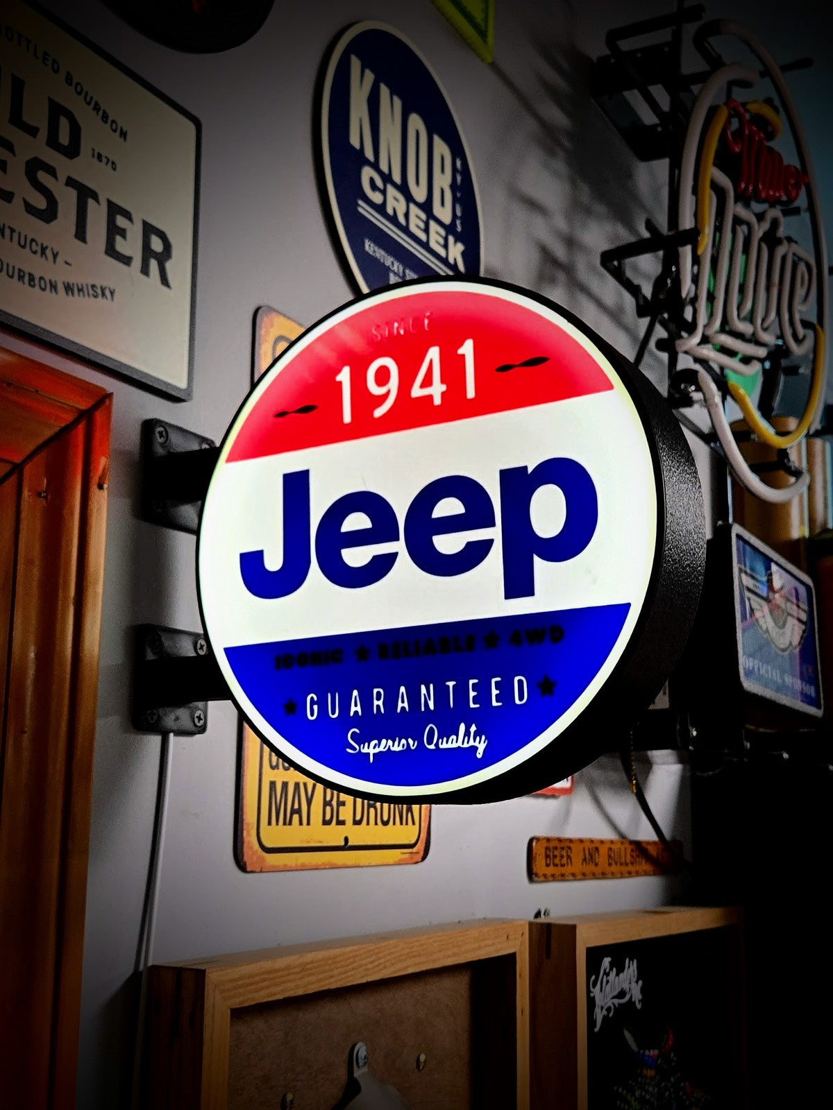 JEEP 1941 v1 12 Inch Light Box LED Sign 3D Printed Wall Decor Man Cave Garage
