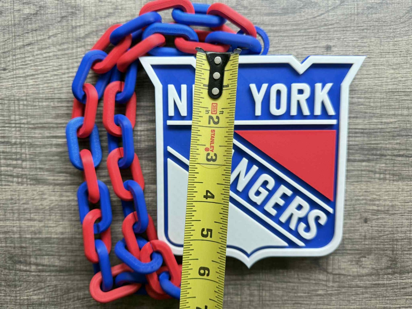 New York Rangers Logo Oversized Necklace, Pendant Chain [Made To Order]