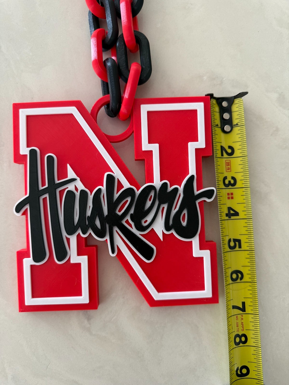 Cornhuskers Logo Oversized Necklace, Pendant Chain "Go Be Great"