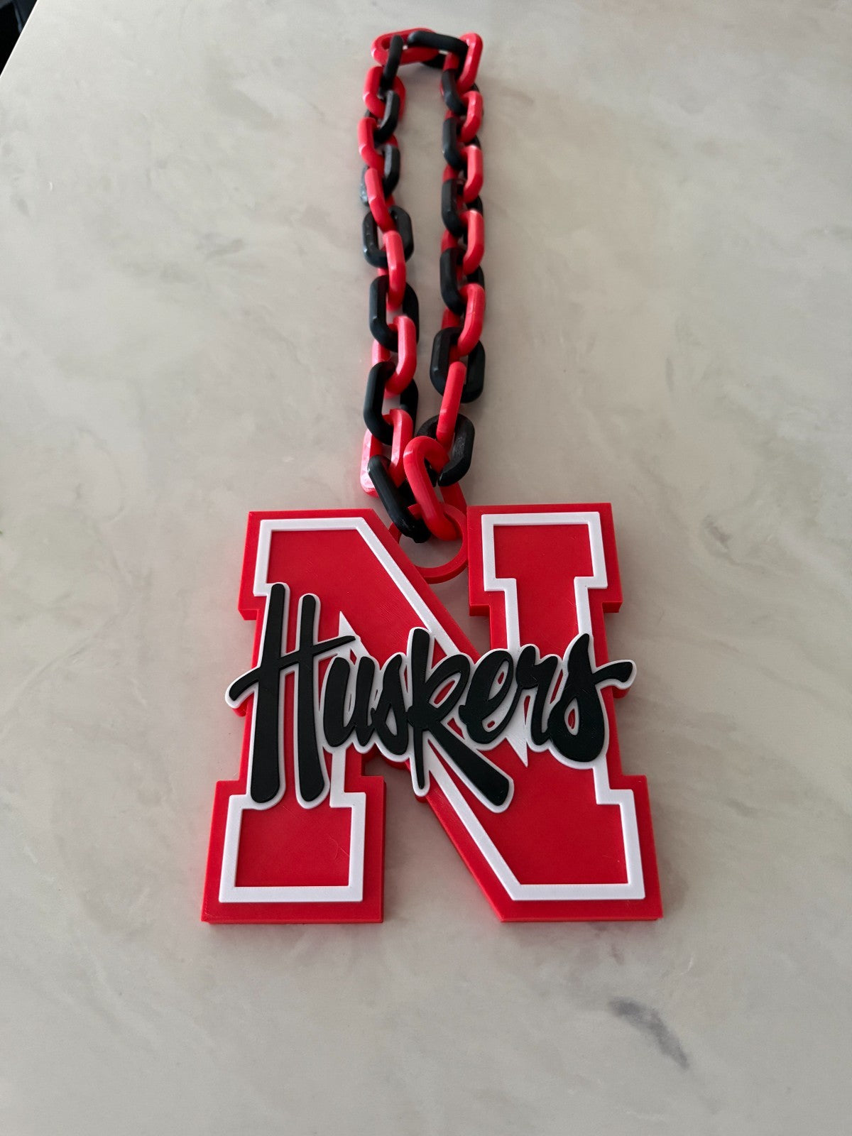 Cornhuskers Logo Oversized Necklace, Pendant Chain "Go Be Great"