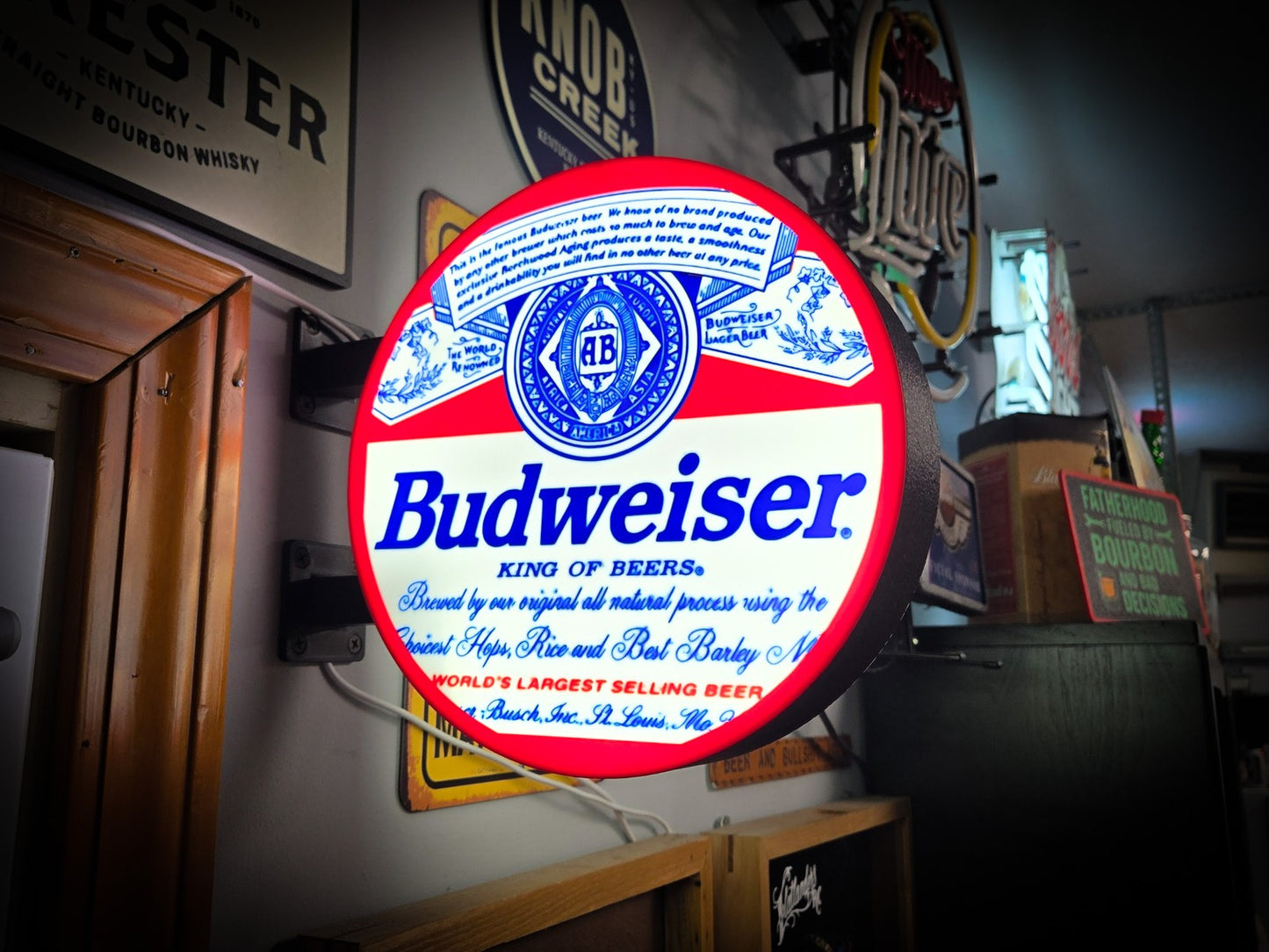 BUDWEISER 12 Inch Light Box LED Sign 3D Printed Wall Decor Man Cave Garage