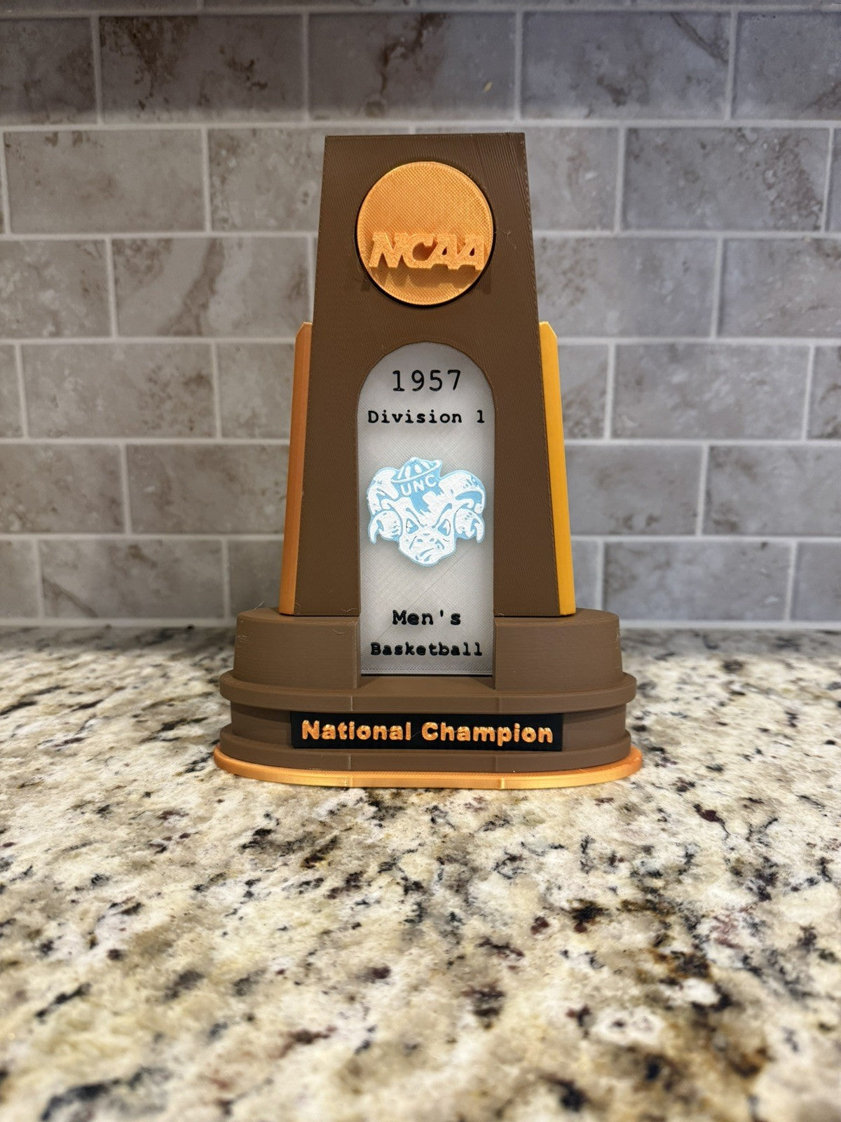 North Carolina Tar heels 6 national champion trophies 3d printed  basketball