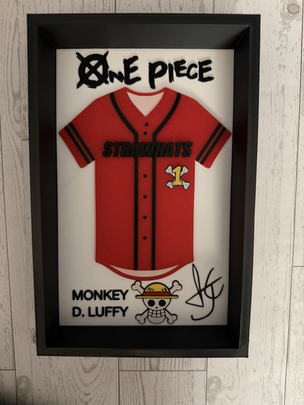 Anime Pirate Onepiece Straw Hat Inspired Jersey Display Wall/Desktop Decor