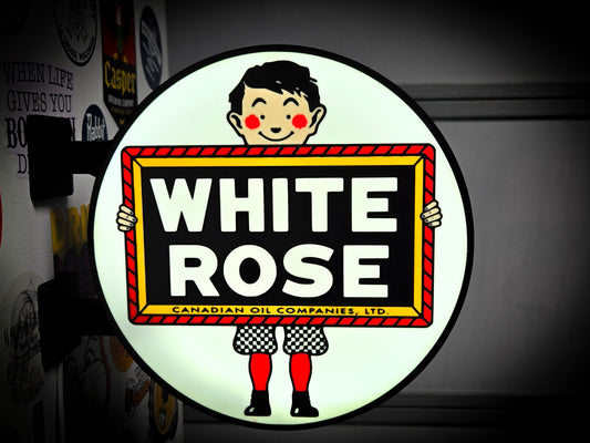 WHITE ROSE ~ 2-Sided Round Lightbox
