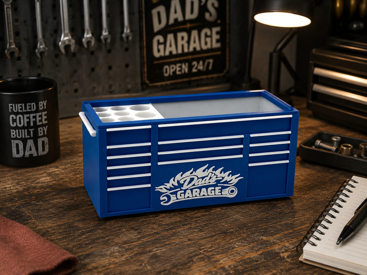 Toolbox Desk Organizer Dad's Garage | Father's Day Gift | Pen Holder | No lid