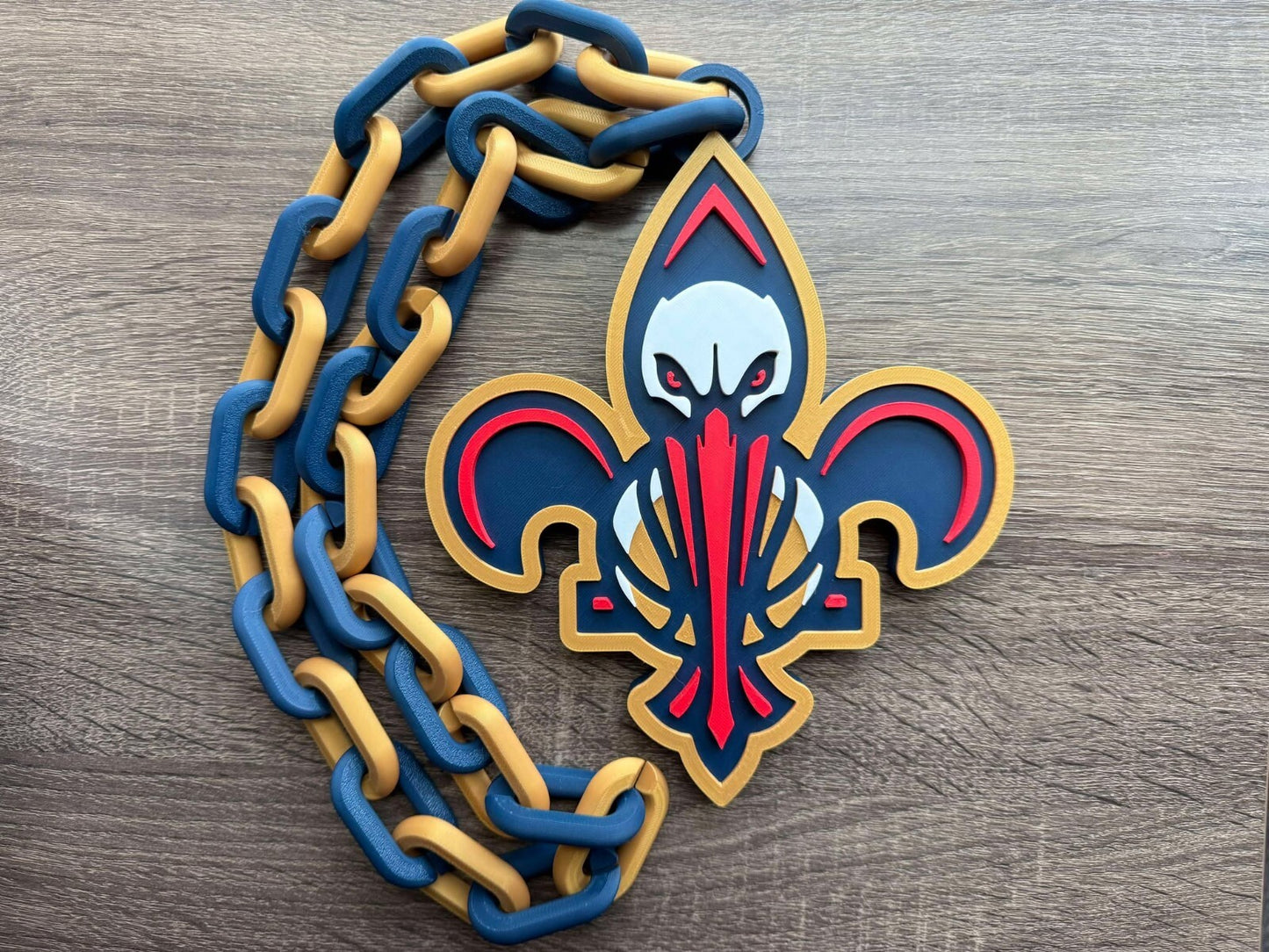 New Orleans Pelicans Oversized Necklace, Pendant Chain [Made To Order]