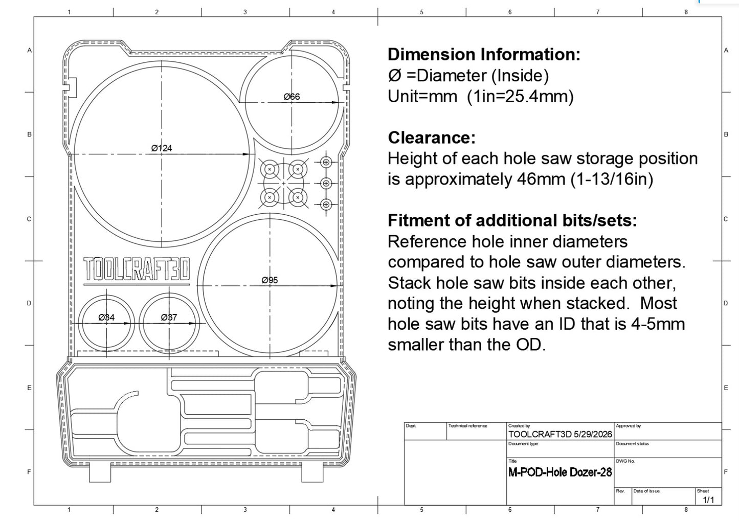 Insert for Milwaukee HOLE DOZER 28pc Hole Saw Bit Set & Packout Organizer