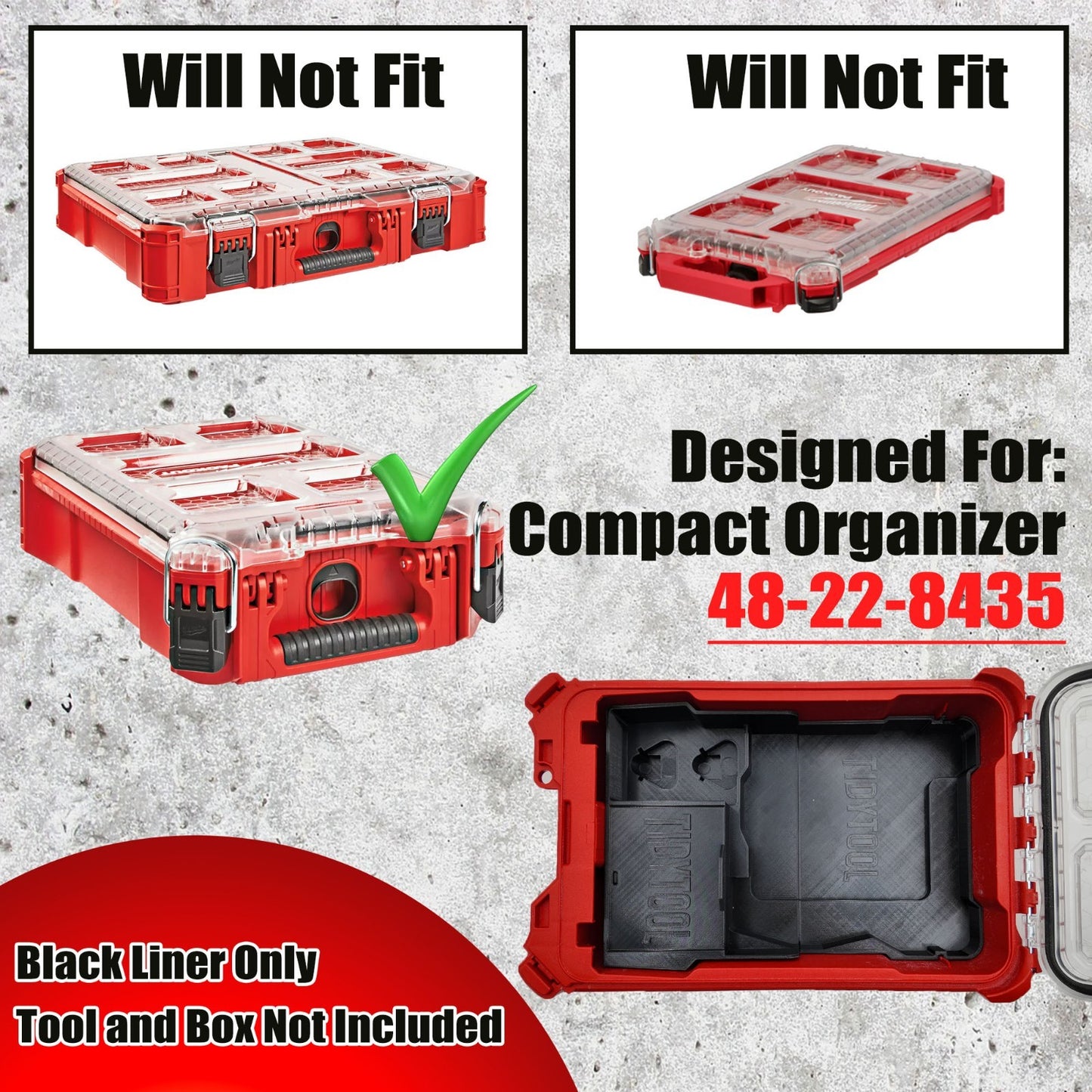 M12 Crown Stapler Organizer for Milwaukee Compact Packout insert 2447-20
