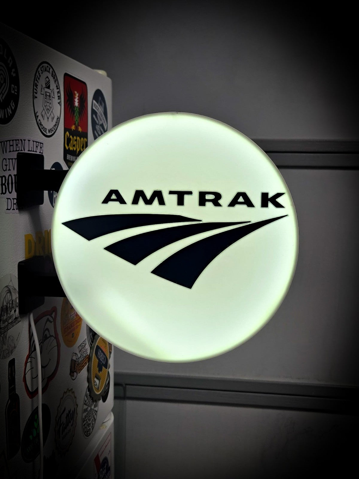 AMTRAK 12 Inch Light Box LED Sign 3D Printed Wall Decor Man Cave Garage