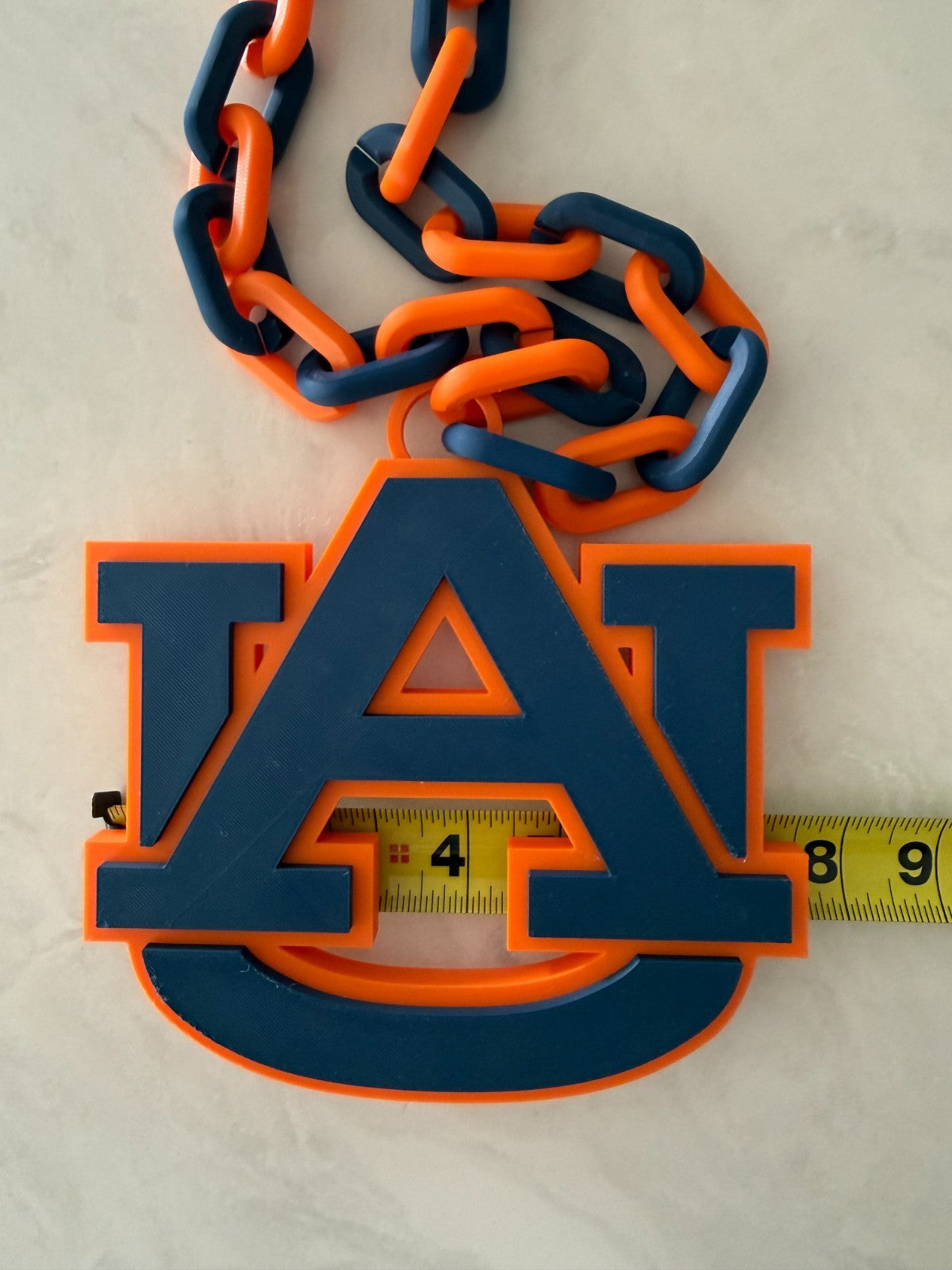 Auburn Tigers Logo Oversized Necklace Pendant Turnover Chain Handmade 3D Printed