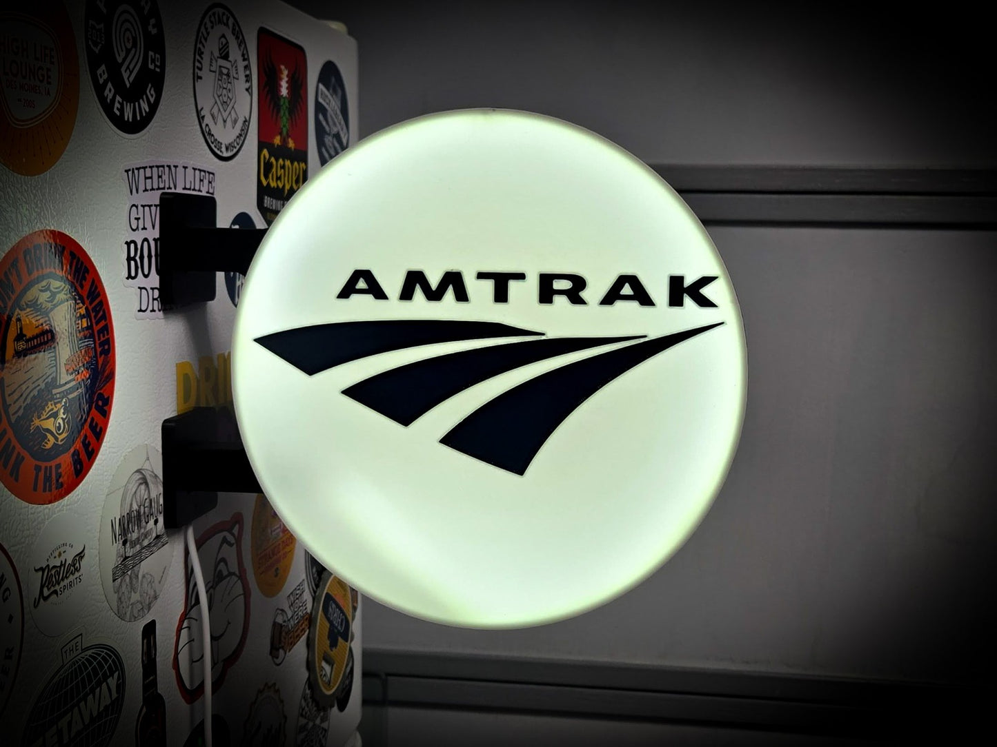 AMTRAK 12 Inch Light Box LED Sign 3D Printed Wall Decor Man Cave Garage
